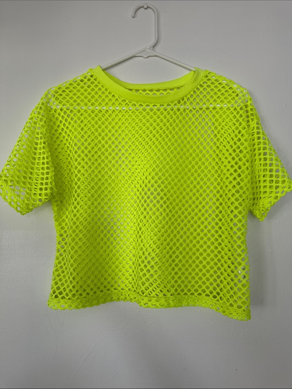 Neon Yellow Mesh Crop Top - Breathable Women’s Tee